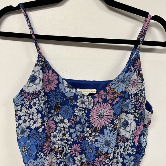 General Good Floral Tiered Mini Dress S Blue Spaghetti Strap Cottagecore Boho - Picture 2 of 16